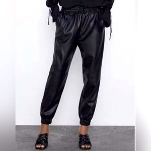 Zara Women’s Black Faux Leather Joggers